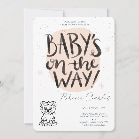 Minimale baby shower kaart (Voorkant)