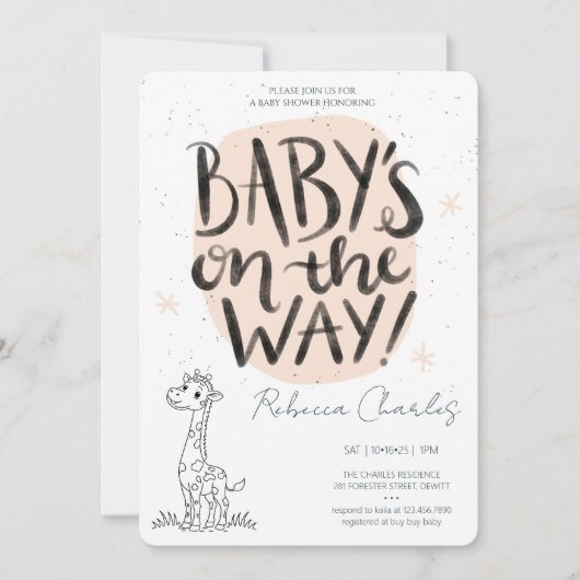 Minimale baby shower kaart (Voorkant)