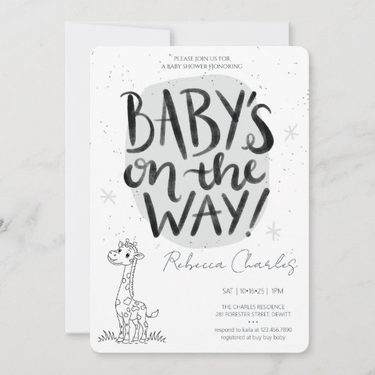 Minimale baby shower kaart (Voorkant)