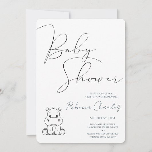 Minimale baby shower kaart (Voorkant)