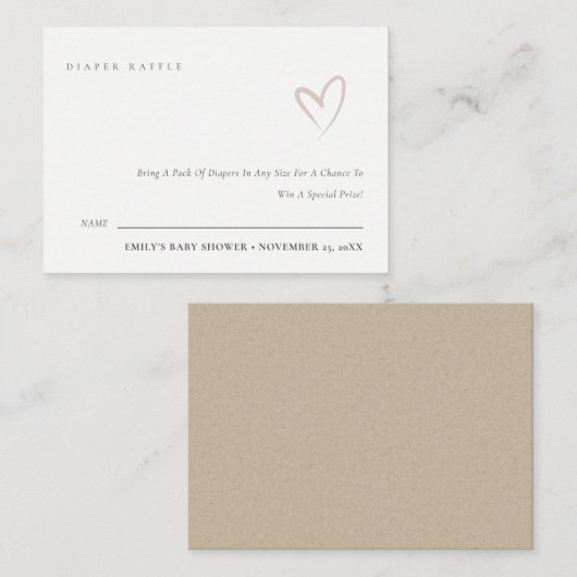 Minimale Baby shower met Blush-hardeigenschappen i Informatiekaartje (Voorkant / Achterkant)