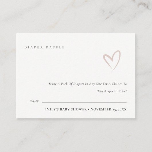 Minimale Baby shower met Blush-hardeigenschappen i Informatiekaartje (Voorkant)