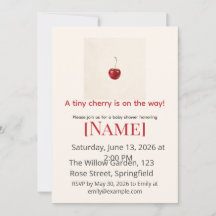 Minimale baby shower met kersen, bewerkbaar