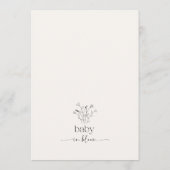 Minimale baby shower uitnodiging met boog en bloem (Achterkant)