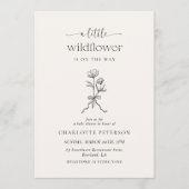Minimale baby shower uitnodiging met boog en bloem (Voorkant)