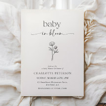 Minimale baby shower uitnodiging met wilde bloemen