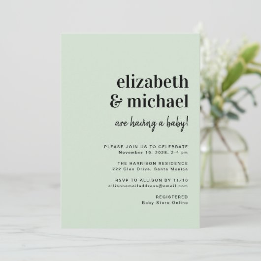 Minimale Baby shower voor moderne grijze paren Kaart (Staand voorkant)