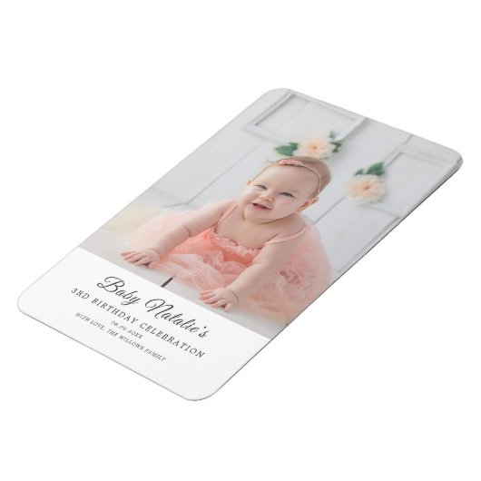 Minimale Baby Verjaardagsfotogeschenken Keepsake M Magneet (Linkerzijde)