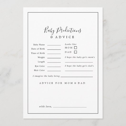 Minimale Baby voor Baby showers en Advieskaart (Voorkant)