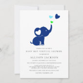 Minimale babyjongen Virtuele Shower Blauwe Elephan Kaart (Voorkant)