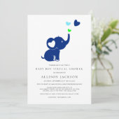 Minimale babyjongen Virtuele Shower Blauwe Elephan Kaart (Staand voorkant)