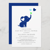 Minimale babyjongen Virtuele Shower Blauwe Elephan Kaart (Voorkant / Achterkant)