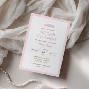 Minimale babymeisje roze lijst Aqiqah ceremonie Kaart