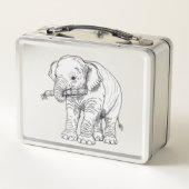 Minimale babyolifant lijn kunst vector illustratie (Achterkant)