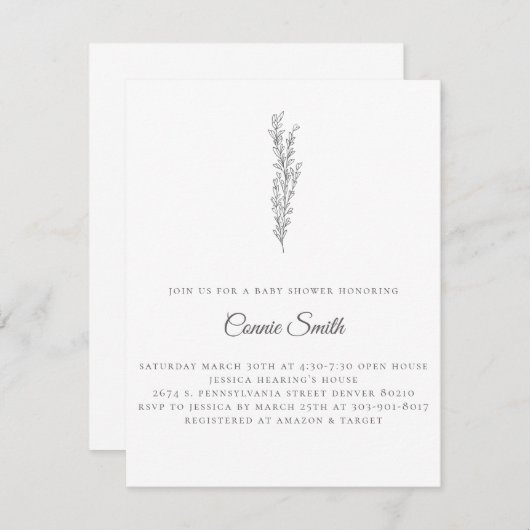 Minimale babyschoeisel kaart (Voorkant / Achterkant)