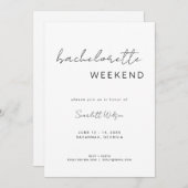 Minimale bachelorette Weekend Invite + reisroute Kaart (Voorkant / Achterkant)