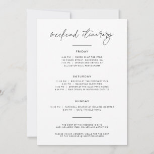Minimale bachelorette Weekend Invite + reisroute Kaart