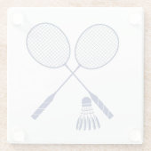 Minimale Badminton Rackets Shuttlecock Birdie Blue Glazen Onderzetter (Achterkant)