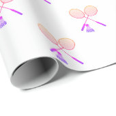 Minimale Badminton Rackets Shuttlecock Birdie Ombr Cadeaupapier (Rol Hoek)