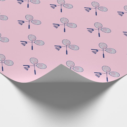 Minimale Badminton Rackets Shuttlecock Birdie Pink Cadeaupapier (Hoek)