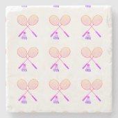 Minimale Badminton Rackets Shuttlecock Birdie Stenen Onderzetter (Voorkant)