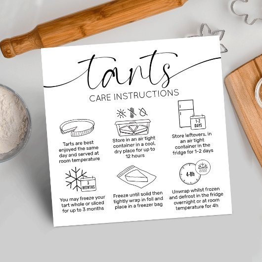 Minimale Bakkerij Quiche Taart Care Instructies Vierkante Visitekaartje