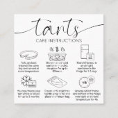 Minimale Bakkerij Quiche Taart Care Instructies Vierkante Visitekaartje (Voorkant)