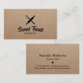 Minimale bakkerij voor gebak met gebak Rustic Kraf Visitekaartje (Voorkant / Achterkant)