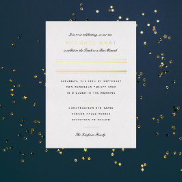 Minimale balk Mitzvah Gold Stripe Folie Uitnodiging