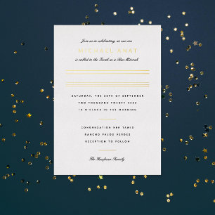 Minimale balk Mitzvah Gold Stripe Folie Uitnodiging