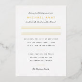 Minimale balk Mitzvah Gold Stripe Folie Uitnodiging (Voorkant)
