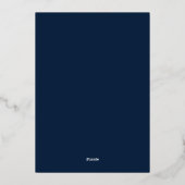 Minimale balk Mitzvah Navy Blue Silver Folie Uitnodiging (Achterkant)