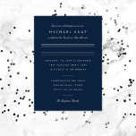 Minimale balk Mitzvah Navy Blue Silver Folie Uitnodiging<br><div class="desc">Minimale indeling in echte folie. Kies uit goud,  roos goud of zilveren folie op de achtergrond van de douanekleur om uw evenement aan te passen.</div>
