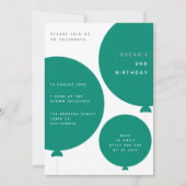 Minimale ballon | Groene Kind Birthday Party Kaart (Voorkant)