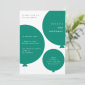 Minimale ballon | Groene Kind Birthday Party Kaart (Staand voorkant)