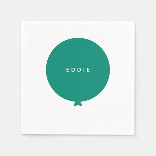 Minimale ballon | Groene Kind Birthday Party Servet (Voorkant)