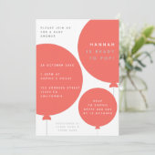 Minimale ballon | Koraalroze Baby shower Kaart (Staand voorkant)