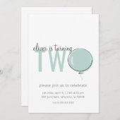 Minimale ballon tweede verjaardag uitnodiging (Voorkant / Achterkant)