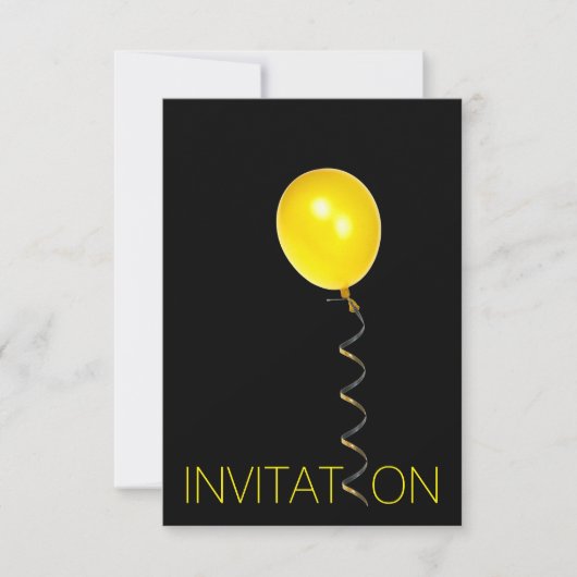 Minimale Ballon Yellow Black Vip Party Kaart (Voorkant)