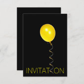 Minimale Ballon Yellow Black Vip Party Kaart (Voorkant / Achterkant)