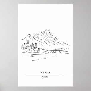 Minimale Banff-lijn kunstdruk Canadese Rockies Poster