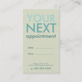 Minimale Basic Appointkaart in Eggshell & Cyan Afsprakenkaartje