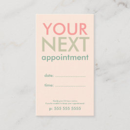 Minimale Basic Appointment Card in roze Olive Gree Afsprakenkaartje
