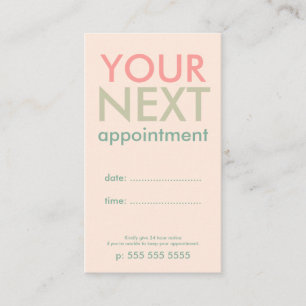 Minimale Basic Appointment Card in roze Olive Gree Afsprakenkaartje
