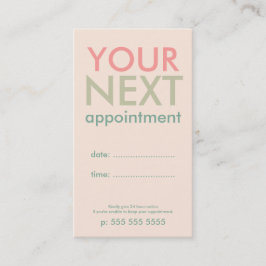 Minimale Basic Appointment Card in roze Olive Gree Afsprakenkaartje