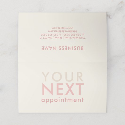 Minimale Basic Appointment-kaart in gebroken wit e Afsprakenkaart (Buitenkant ongevouwen)