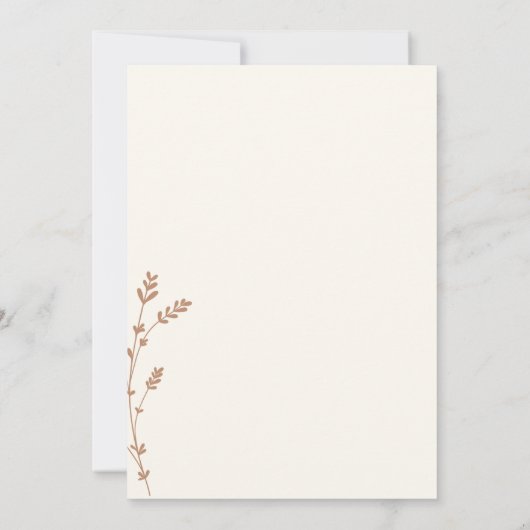 Minimale basis eenvoudige wilde bloem beige bedankkaart (Achterkant)