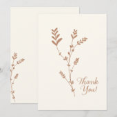 Minimale basis eenvoudige wilde bloem beige bedankkaart (Voorkant / Achterkant)