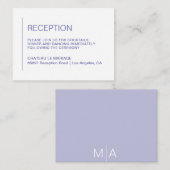 Minimale basis-periwinkle bruiloft receptie informatiekaartje (Voorkant / Achterkant)