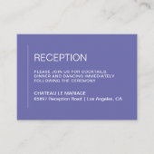 Minimale basis-periwinkle bruiloft receptie informatiekaartje (Voorkant)